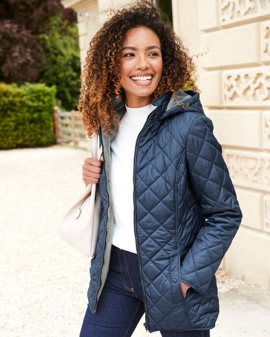 Faux Fur-Lined Hooded Quilted Jacket at Cotton Traders