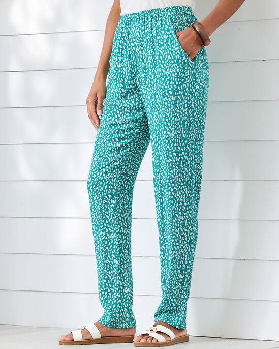 Printed Crinkle Tapered-Leg Trousers