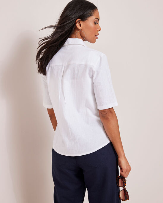 Cotton-Linen Short Sleeve Blouse