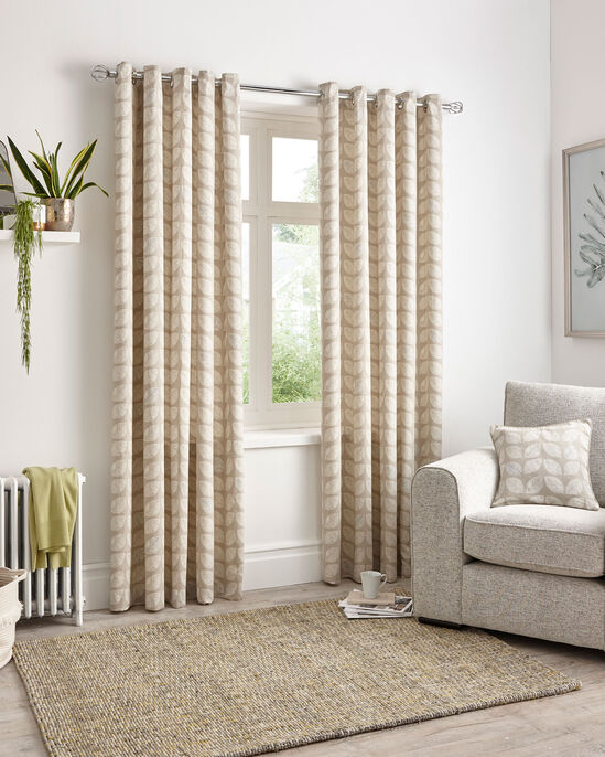 Leaf Print Eyelet Curtains