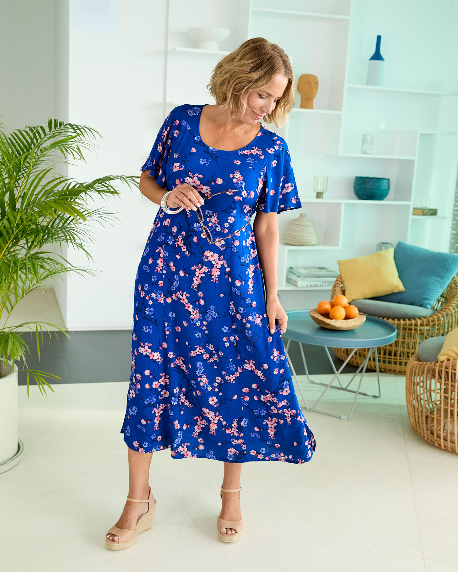 Printed Crinkle Maxi Dress