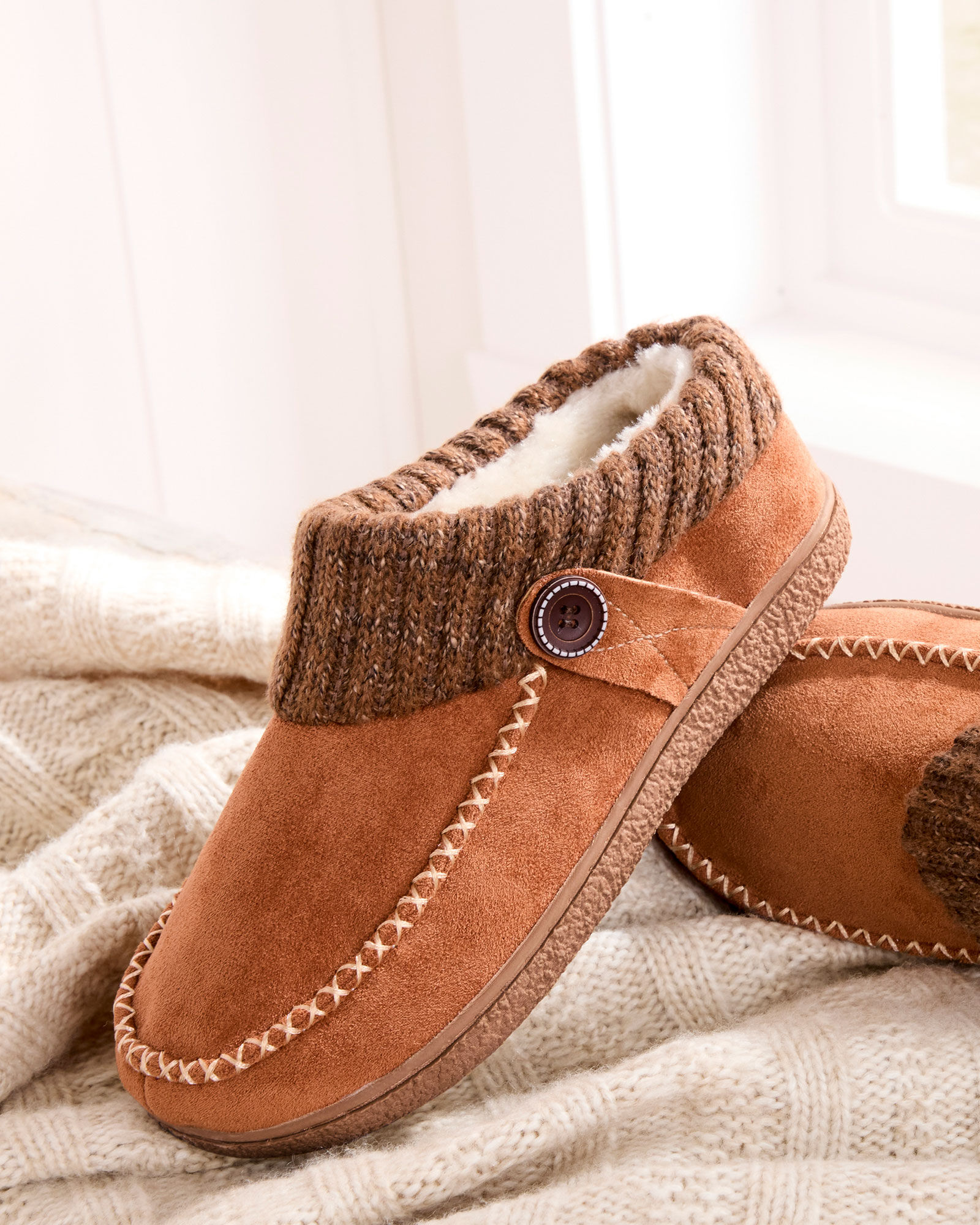 Moccasin Bootie Slippers at Cotton Traders