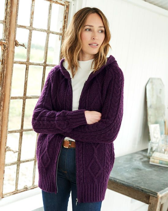 Cable Hooded Zip Cardigan