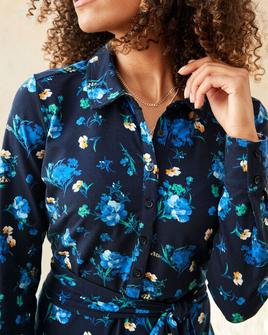 Print Jersey Midi Shirt Dress