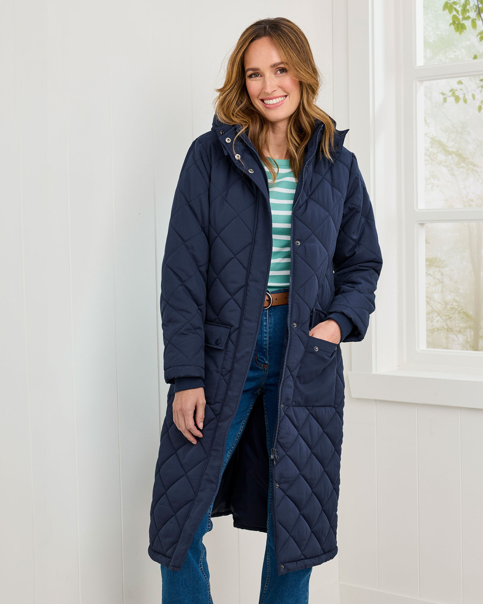 Long Padded Coat With Detachable Hood