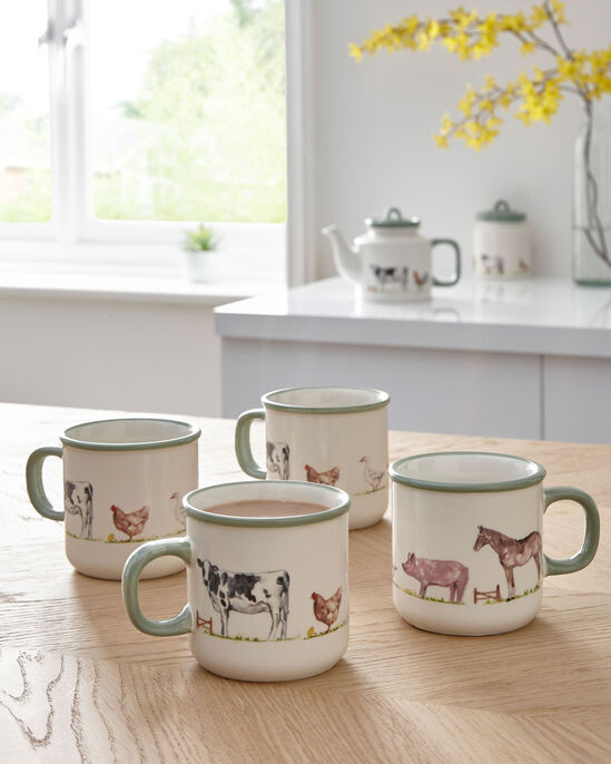 Set of 4 Country Farm Mugs