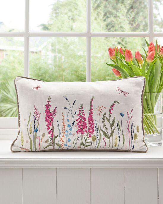 Floral Embroidered Cushion