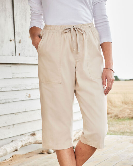 Cotton Pull-on Crop Trousers