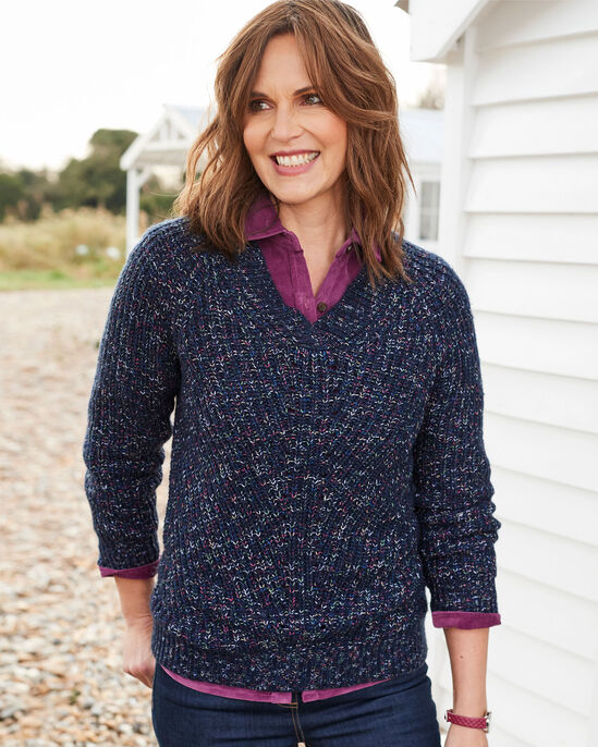 Soft-Skies V-Neck Fleck Jumper