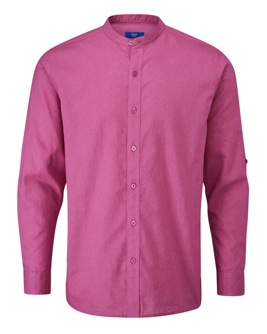 Long Sleeve Linen-Blend Grandad Shirt
