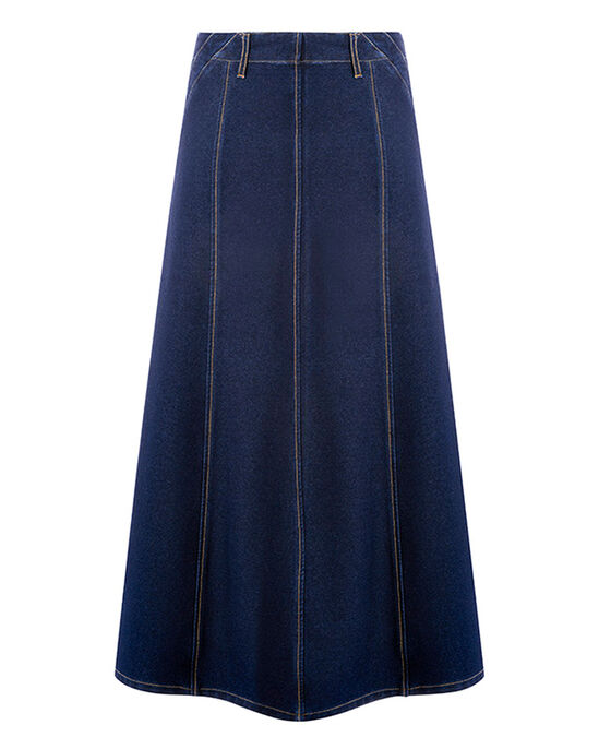 Pull-On Jersey Denim Long Skirt