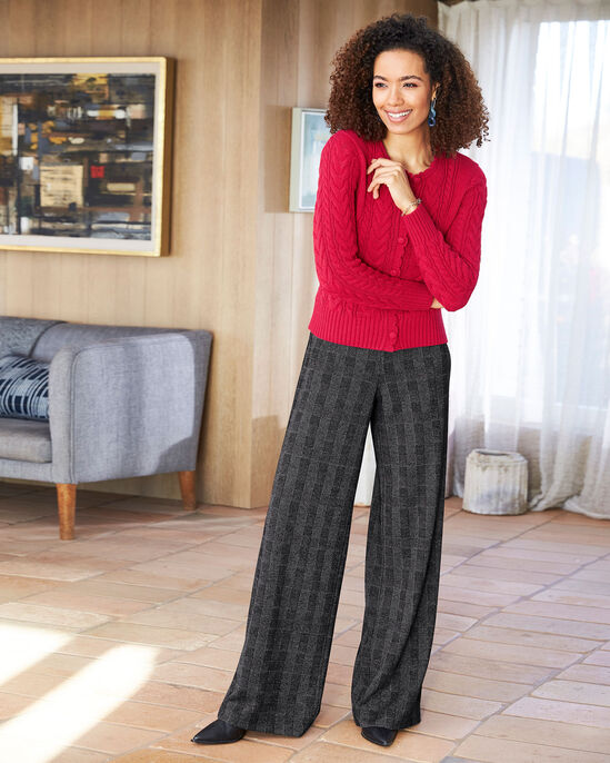 In-Check Wide Leg Jersey Pull-On Trousers