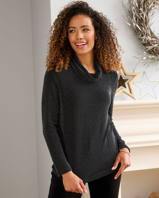 Cowl Neck Jersey Sparkle Top 