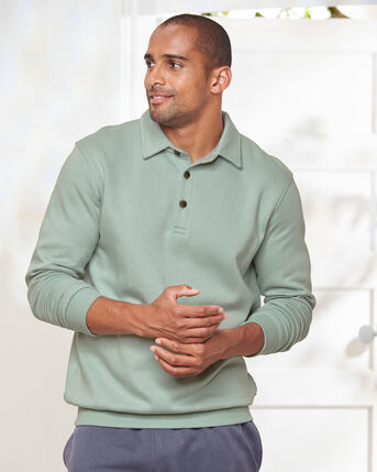 Collared Button Placket Sweatshirt