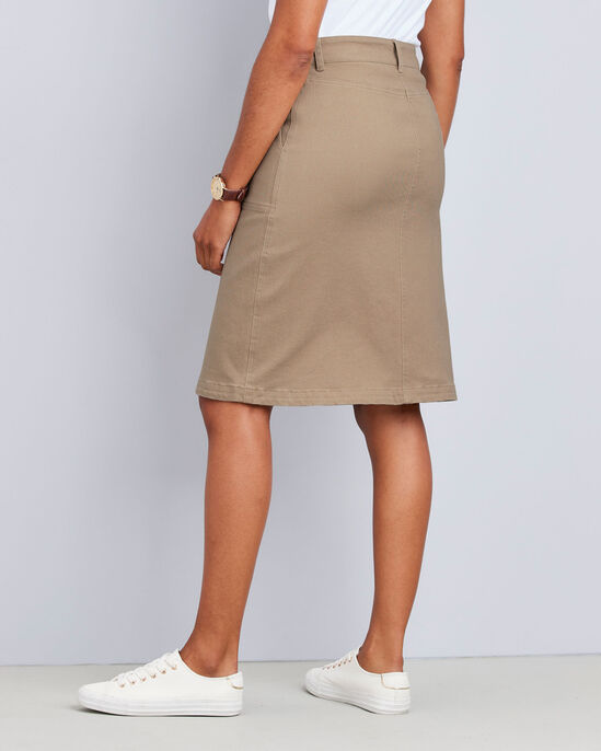 Stretch Twill Knee-Length Skirt