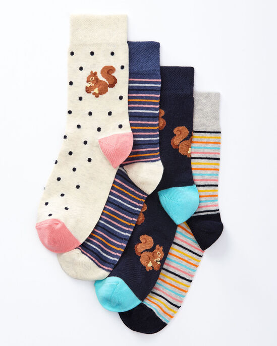4 Pack Comfort Top Squirrel Socks
