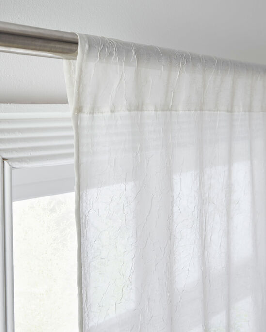 Pair Macramé Trim Voile Curtains with Tiebacks
