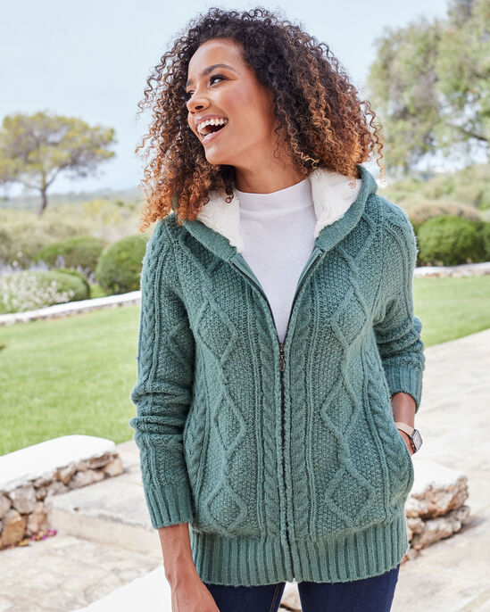 Cable Hooded Zip Cardigan