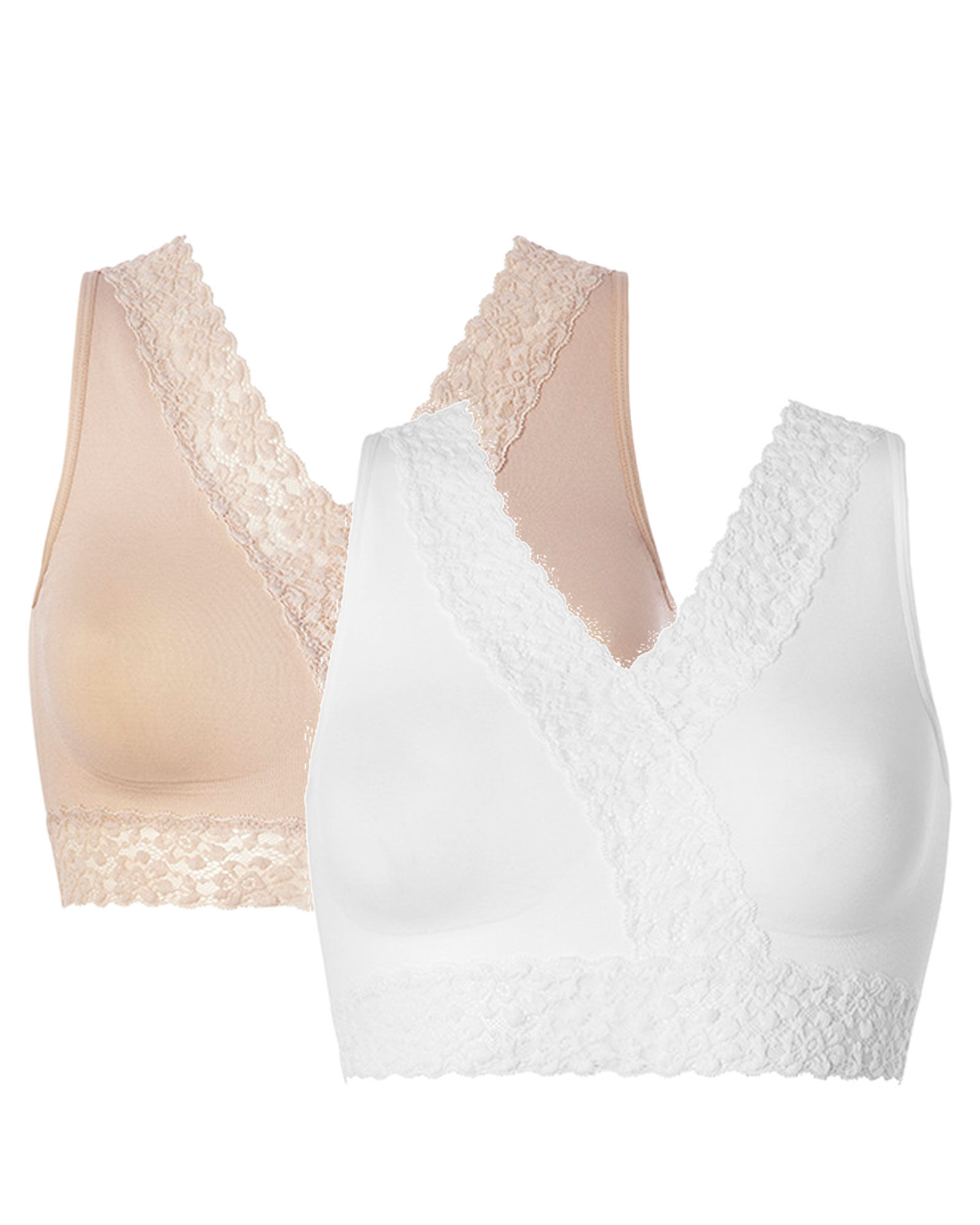 2 Pack Lace Trim Comfort Bras
