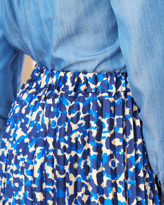 Ray-Of-Sun Satin Pleat Pull-On Print Skirt