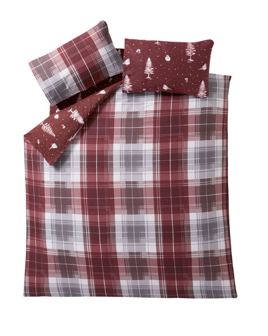 Winter Robin Check Brushed Cotton Duvet Set