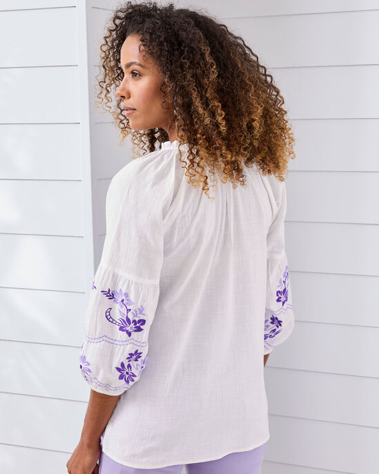 Embroidered ¾ Sleeve Top 