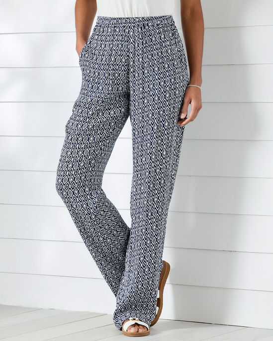 Printed Pull-On Crinkle Trousers