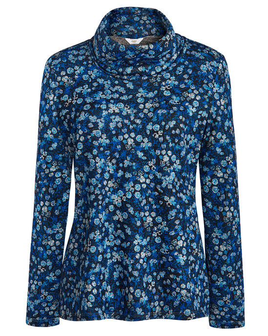 Plush-Soft Floral Print Long Sleeve Jersey Top