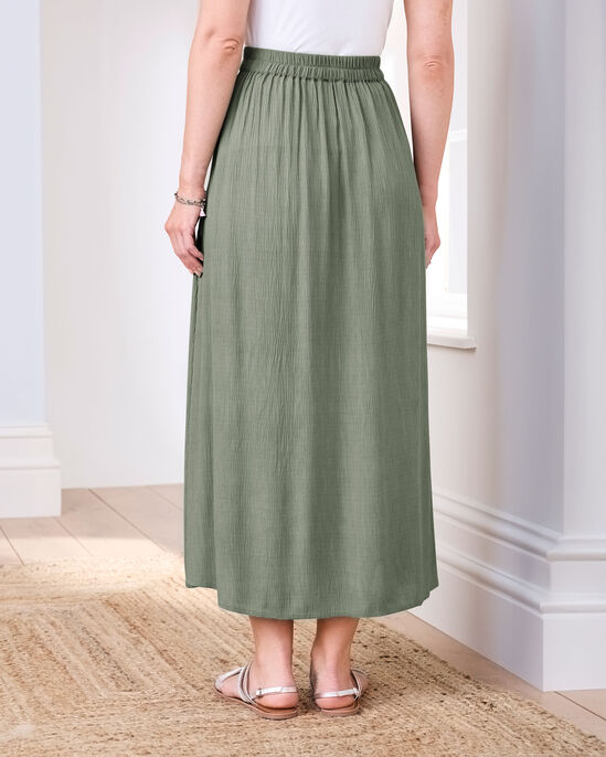 Button Crinkle Maxi Skirt