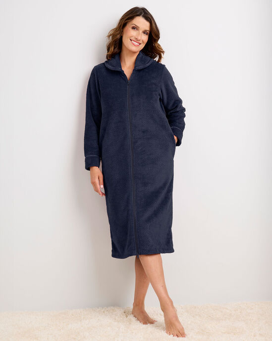 Fluffy Zip Front Dressing Gown