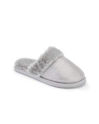 Shimmery Mule Plush Lined Slippers