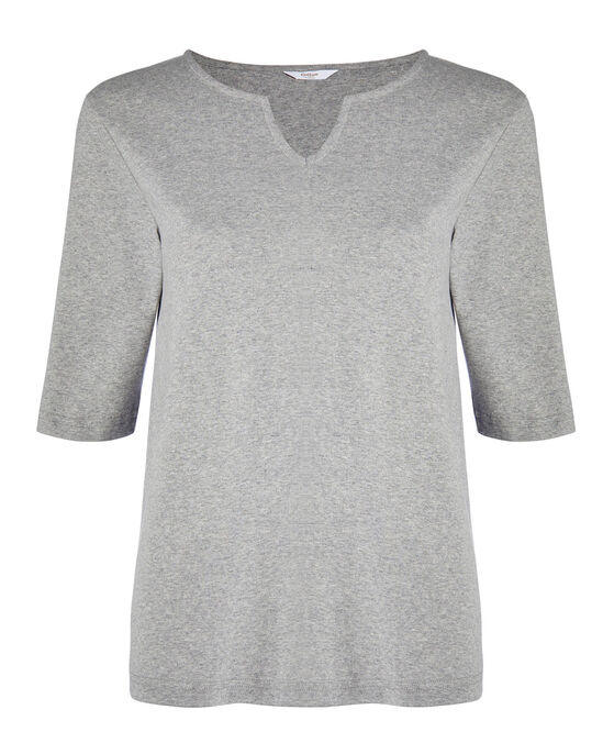 Wrinkle Free ½ Sleeve Notch Neck Jersey Top