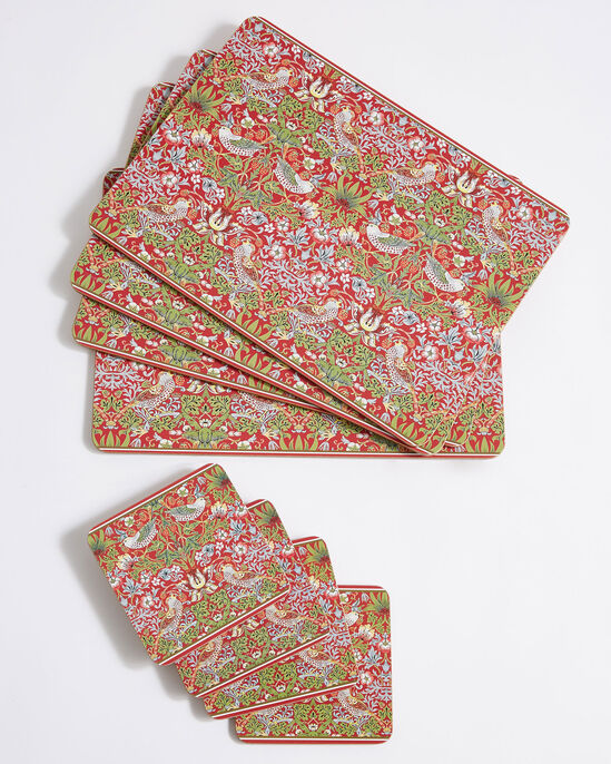 William Morris Strawberry Thief Set of 4 Placemats and 4 Coasters