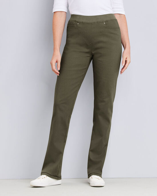 Premium Pull-On Twill Straight-Leg Jeans