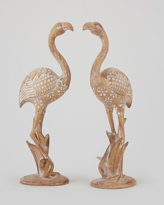 Set of 2 Carved Flamingos