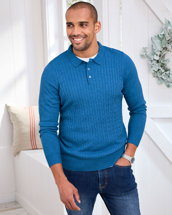 Long Sleeve Luxury Soft Touch Cable Polo