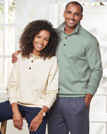 Collared Button Placket Sweatshirt
