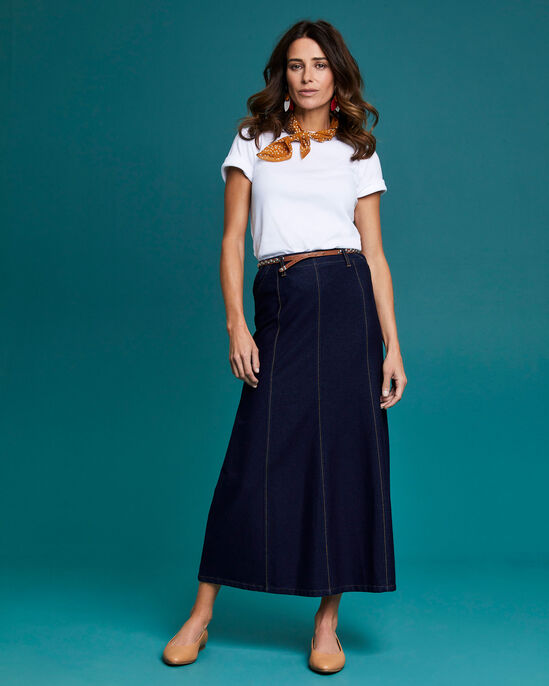  Jersey Denim Pull-On Maxi Skirt