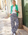 Printed Wide-Leg Pull-On Trousers