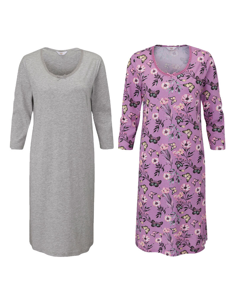 2 Pack Scoop Neck Nightdresses at Cotton Traders
