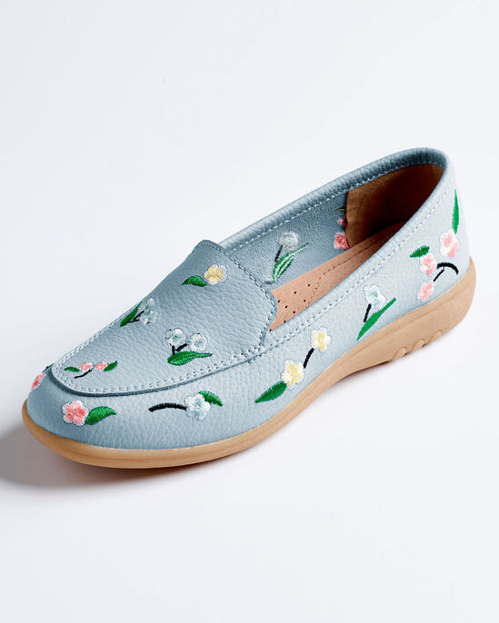 Ladies Leather Embroidered Loafers