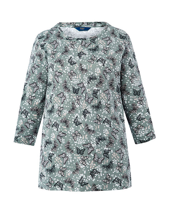Into-Nature ¾ Sleeve Printed  Jersey Top