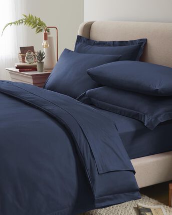 400 Thread Count Cotton Sateen Oxford Duvet Set With Oxford Pillowcase/s