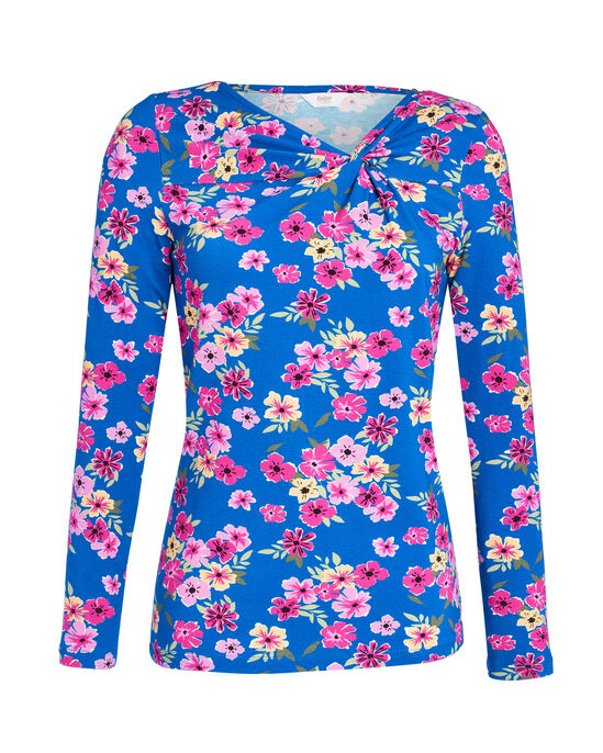 Do-The-Twist Long Sleeve Printed Jersey Top