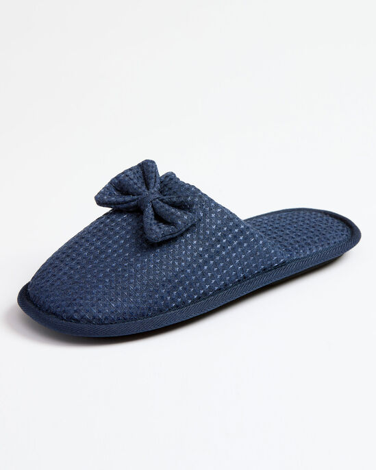 Bow Waffle Mule Slippers