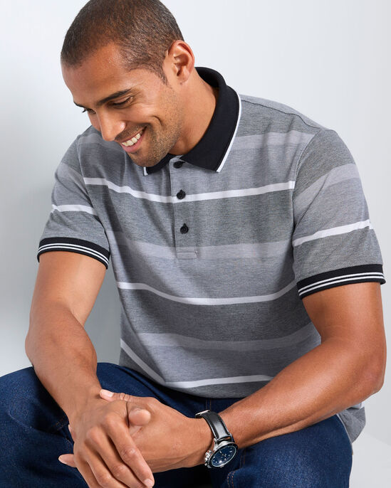 Signature Short Sleeve Birdseye Stripe Polo Shirt