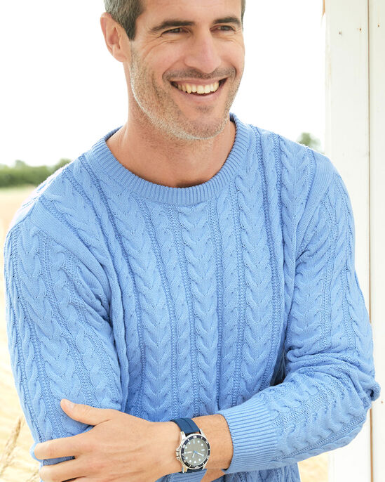 Cotton Cable Knit Crew Neck Jumper