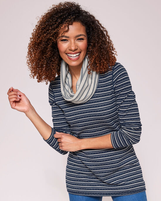 Reversible Long Sleeve Cowl Neck Jersey Top