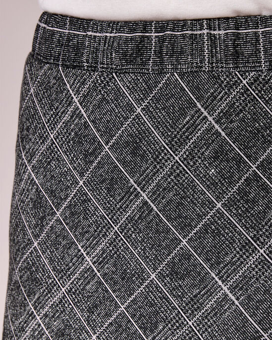 Check Jersey Pull-On Midi Skirt