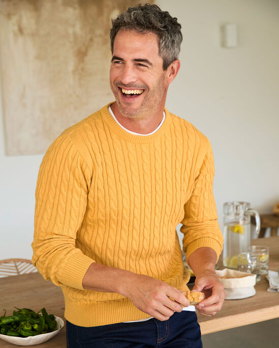 Cotton Cable Crew Neck Jumper